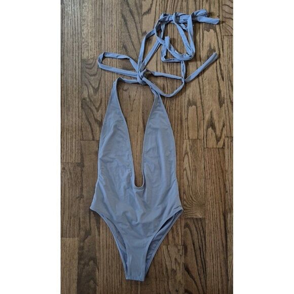 MATTE COLLECTION Plunge Backless One-piece Bathingsuit Swimsuit Women's Size Med - Picture 1 of 4